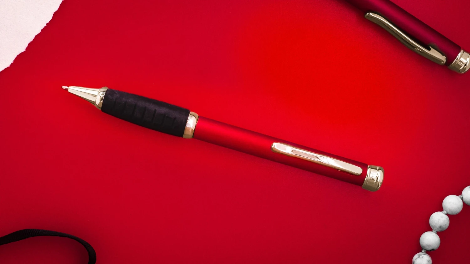 Executive Metal Ballpoint Pen, Burgundy & Gold 2 Executive Metal Ballpoint Pen, Burgundy & Gold - Image 2