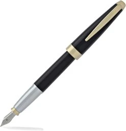 Cross® Cross Aventura Fountain Pen, Black Lacquer & Gold, Medium Nib