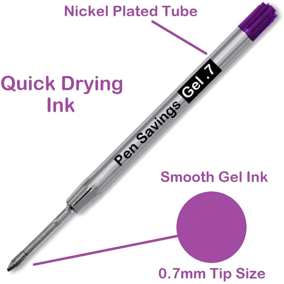 Parker Style Ballpoint Pen Refills, GEL Ink, .7mm, Purple Ink 2 Parker Style Ballpoint Pen Refills, GEL Ink, .7mm, Purple Ink - Image 2