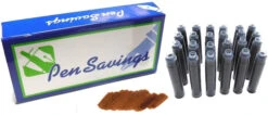 24 Standard International Short Fountain Pen Ink Cartridges, Rustic Brown