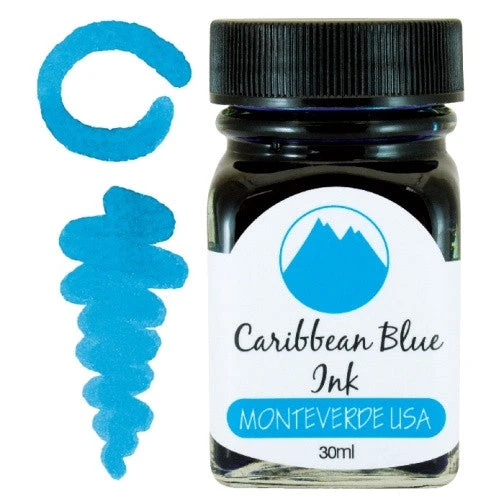Monteverde 30ml Fountain Pen Ink Bottle, Caribbean Blue 1 Monteverde 30ml Fountain Pen Ink Bottle, Caribbean Blue