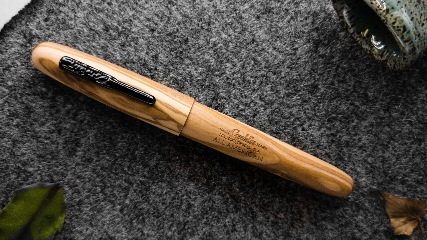Conklin All American Limited Edition Olive Wood Fountain Pen, Gunmetal Trim 2 Conklin All American Limited Edition Olive Wood Fountain Pen, Gunmetal Trim - Image 2