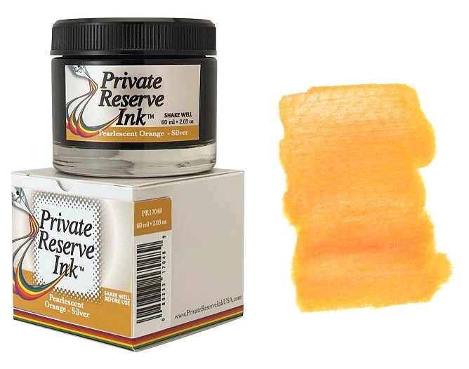 Private Reserve Pearlescent Fountain Pen Ink Bottle, 60ml, Orange Silver 1 Private Reserve Pearlescent Fountain Pen Ink Bottle, 60ml, Orange Silver