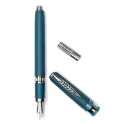 Pineider Alchemist Zeolite Fountain Pen, Kilauea Blue, Stub 14K Nib