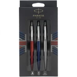 Parker® Parker 3-Piece Jotter Set, Blue Ballpoint Pen, Red Gel Pen, Stainless Pencil
