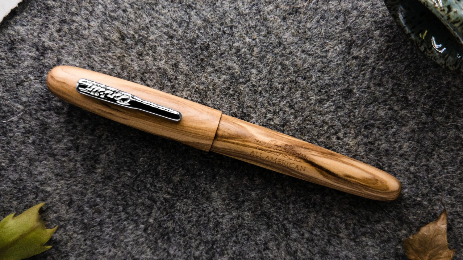 Conklin All American Limited Edition Olive Wood Fountain Pen, Chrome Trim 2 Conklin All American Limited Edition Olive Wood Fountain Pen, Chrome Trim - Image 2